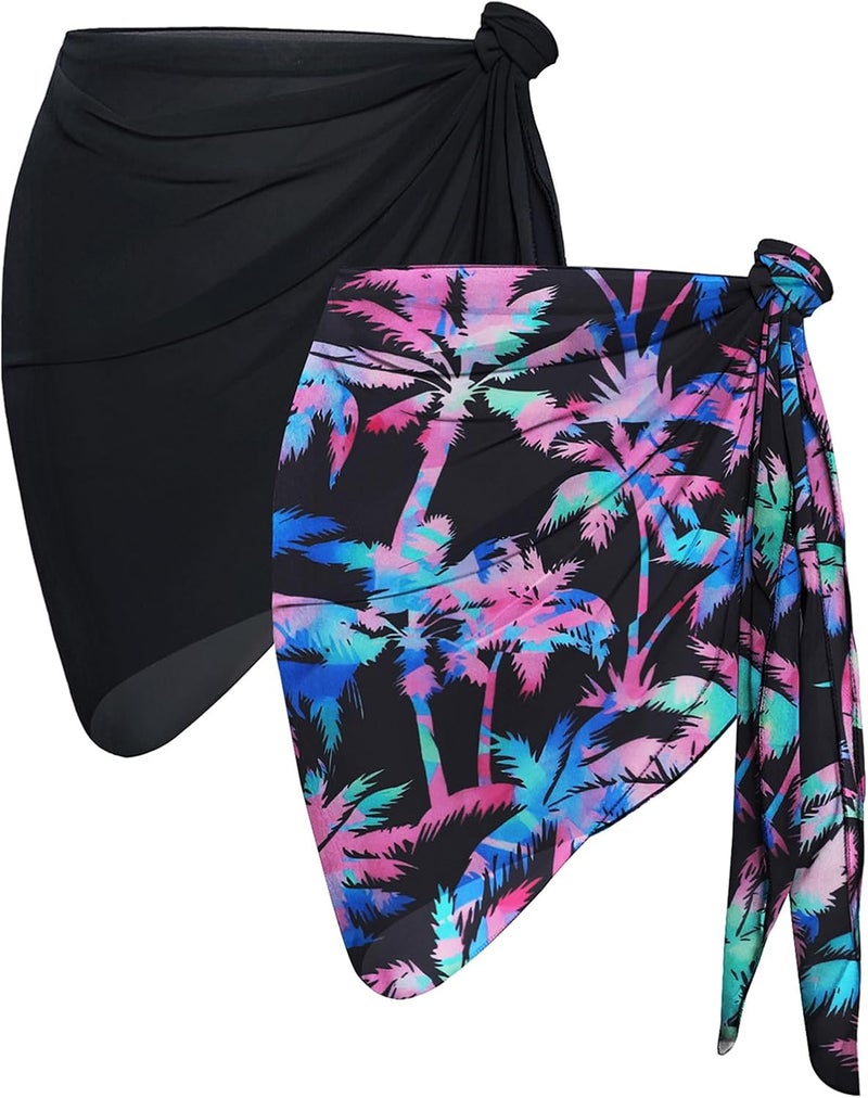 CHICGAL 2 Pieces Women Beach Sarong Bathing Suit Wrap Skirt Sheer Bikini Swimsuit Cover Ups for Swimwear - Image 1